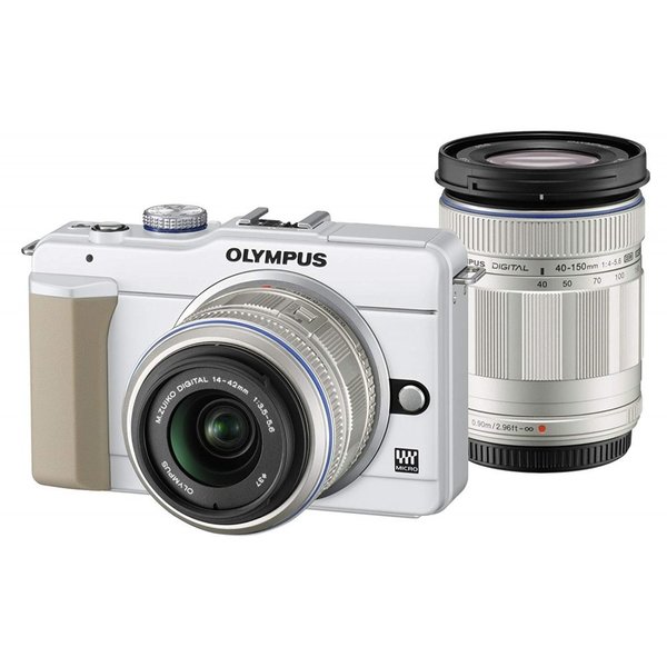 【中古】オリンパス OLYMPUS E-PL1s ダブルズームキットホワイト SDカード付き