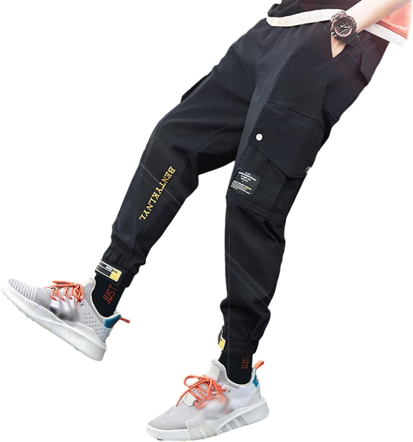 カーゴパンツ ワークパンツ メンズ ロングパンツ 綿混紡 ポケット付き テーパード イージーパンツ 軽量 ゴム紐 ファッション 男性用 アウトドア ダンス パンクストリート ゴシック 原宿 夏 春 秋
