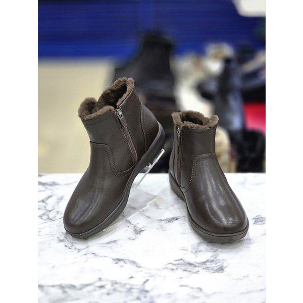 女性4cmシンプルベーシックコンフォートセミ軽量ファーアンクルブーツ3FR607