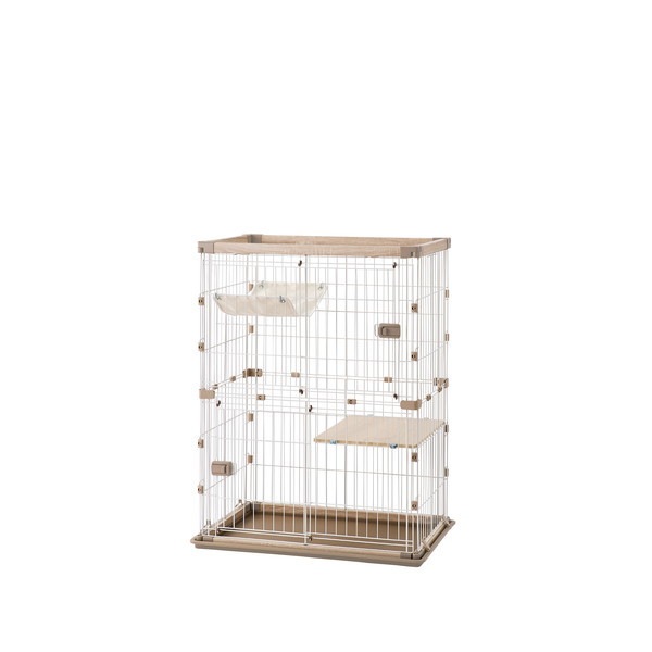 ウッディキャットケージ2段 PWCR-962V ライトナチュラル メーカー直送