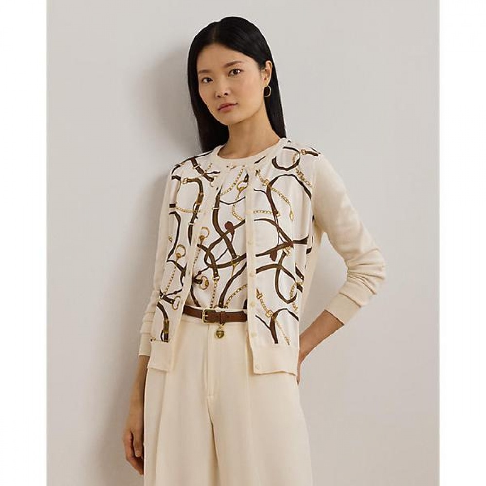 ローレンラルフローレンベルトプリントコットンブレンドカーディガン (WMLRSWES6820753100)