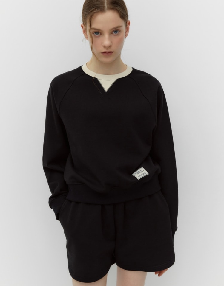 【DEPOUND】 CREW NECK SWEATS SET UP : BLACK