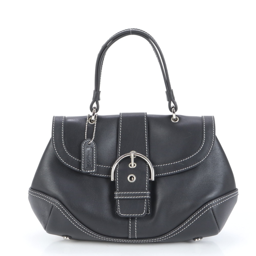 極美品 WA＆CO ワアンドコ ブラック 黒 シルバー 金具 レザー ハンドバッグ トート レディース ECE CP28-8 中古