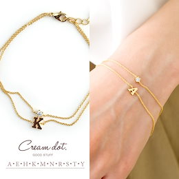 【ゆうパケットOK】ブレスレット アクセサリー イニシャル ジルコニア ゴールド シルバーメタル シンプル デイリー 結婚式 フォーマル フェミニン 上品 小物 ファッション雑貨 レディース