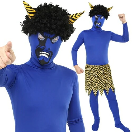 リアル鬼 コスチュームセット 青 [青鬼 鬼コスプレ 鬼グッズ 鬼のカツラ 節分 豆まき オニ 仮装 変装 ]【A-1208_901518(856276)】コスチューム一式