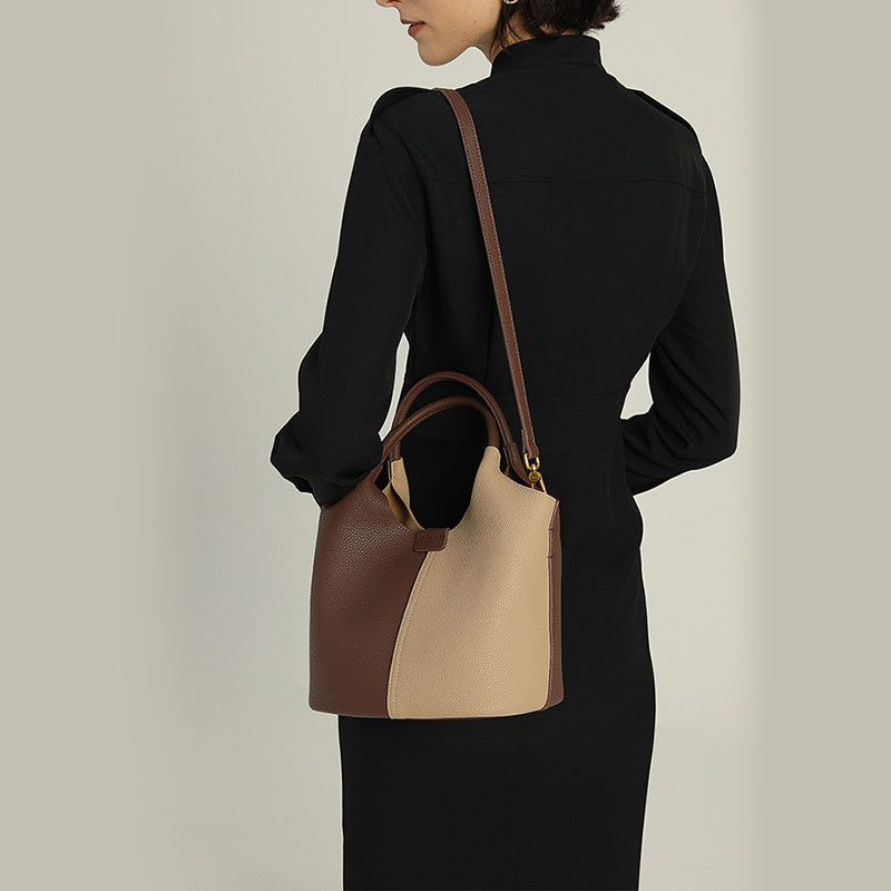 2023新型トップ牛革バスケットバケツバッグ復古シンプル大容量シングルショルダーバッグ