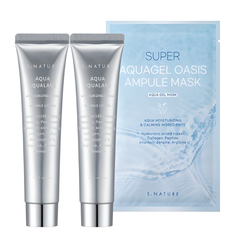 【韓国人気製品】[大容量企画60ml+60ml] (+アクアゲルマスク1枚) アクアスクアラン 水分クリーム しっとりケア/自然由来成分/ナチュラルスキンケア/水分バランス/乾燥肌への備え/保湿クリ