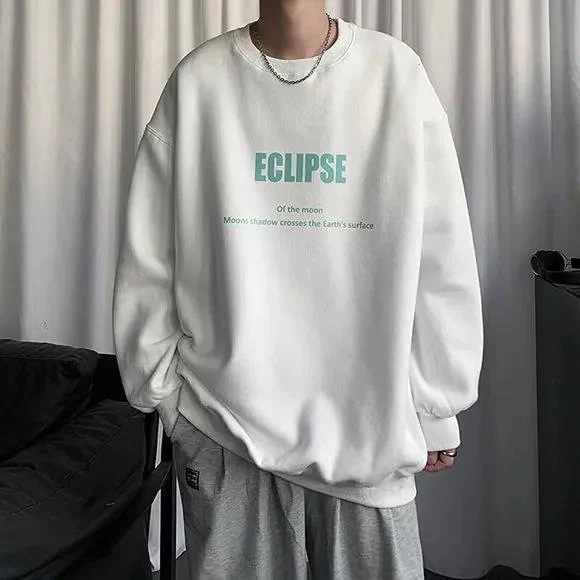 パーカー秋と冬の新しい100％綿の男性のラウンドネックのセーターはスウェットシャツのトレンドの緩やかな ロンT