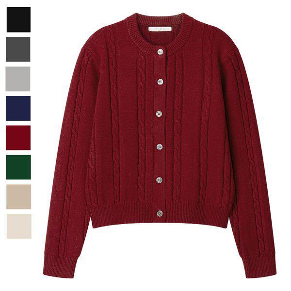 女子ベララウンドボタン長袖カーディガン SGW-CA-Q096-レッド