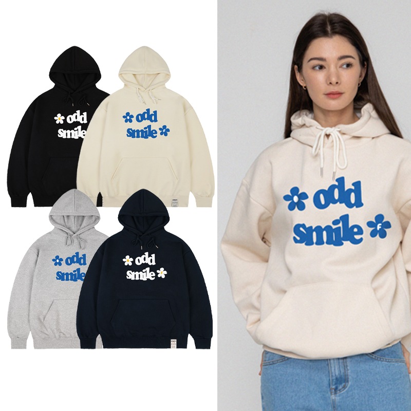 [UNISEX] oddsmile logo flower hoodie_4color