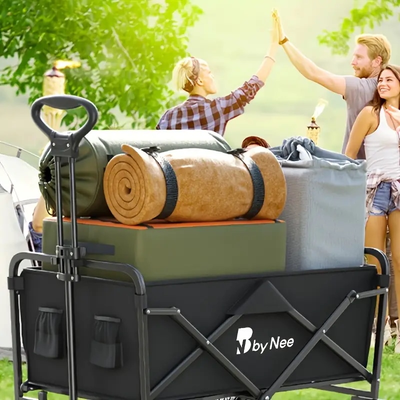 多機能折りたたみショッピングカート高さ調整可能＆360滑り止めタイヤ付き - 運搬・買い物・キャンプ用重荷物カート