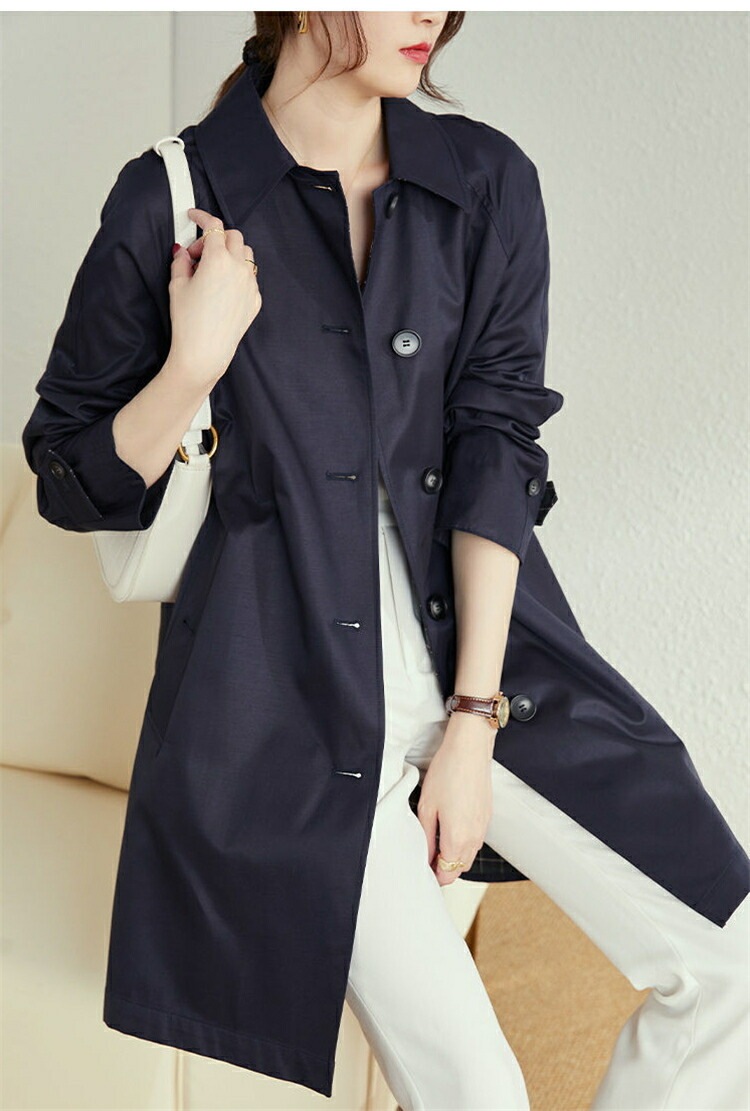スプリングコート トレンチコート レディース 春 コート ステンカラーコート ジャケット アウター 春コート 秋コート 無地 シンプル ビジネス トレンチ ミドル丈 カジュアル 軽量 裏地 大き