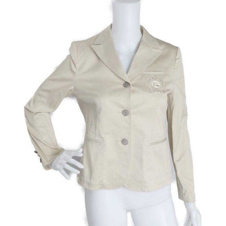 BURBERRY バーバリー テーラードジャケット - ブレザー バーバリー ロンドン 表記サイズ 150A 綿95％ ポリウレタン5％ ベージュ 三つボタン エンブレム 刺繍 本物保証 中古