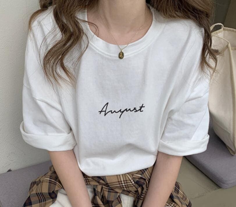 白半袖Tシャツ女性ゆったり韓国版2021年新夏大型版百人一首ネット赤塩系衣服上インズタイド
