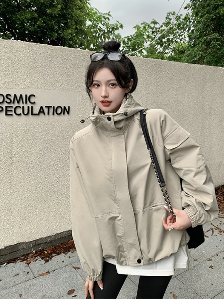 今年 春夏 かわいい レディース フード付きアウターフーディーロゴブルゾン長袖シルエットトップスサイド冬カジュアルファッション系サイズお出かけフル丈トラック