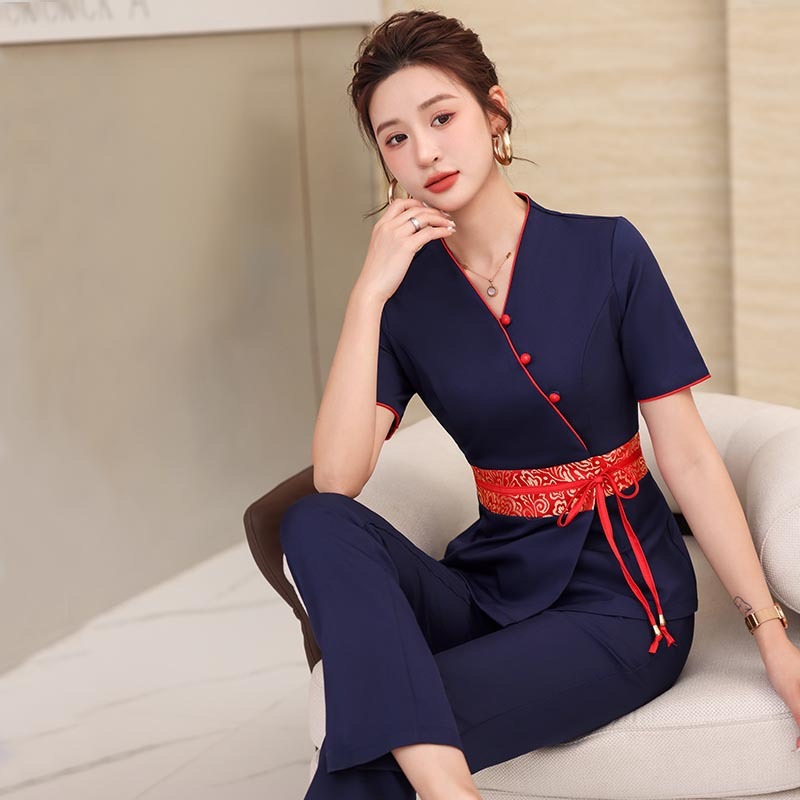 美容師作業服レディース春夏健康サロンエステサロン作業服足湯ホテルプロスーツ気質
