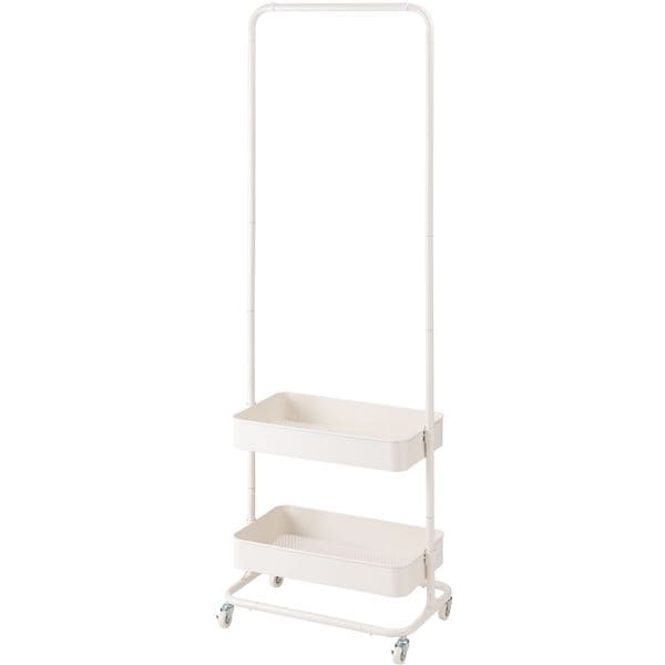ハンガーワゴン ホワイト トレイ 2段 （約W59.5×D37×H150／175cm） 組立式