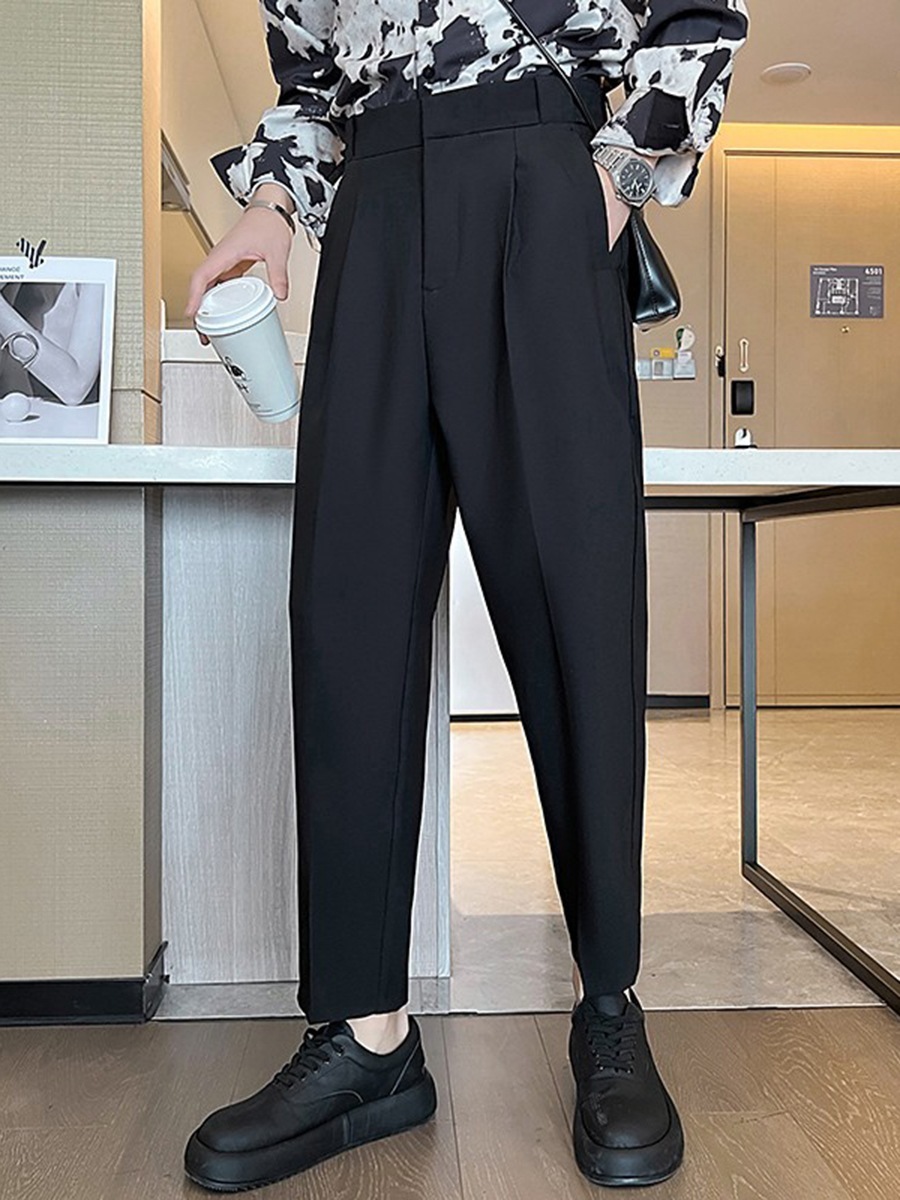 スーツパンツ メンズ 春 黒 ライト 大人スタイル ハーラン スーツパンツ プレミアム感 ドレープパンツ カジュアルパンツ