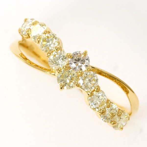 K18 18金 YG リング 指輪 7.5号 イエローダイヤ 0.50 ジュエリー 中古