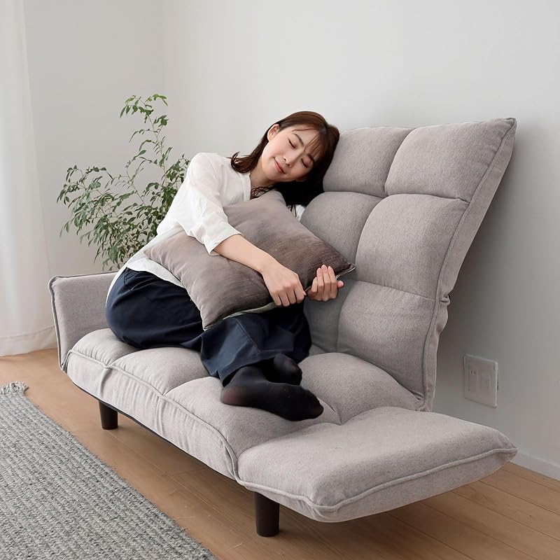 ソファ リクライニングソファ ハイバック (背部6段階/アーム14段階リクライニング) 一人暮し 幅111.5-152奥行61.5-88高さ82.5-88.5cm 組立品 グレー