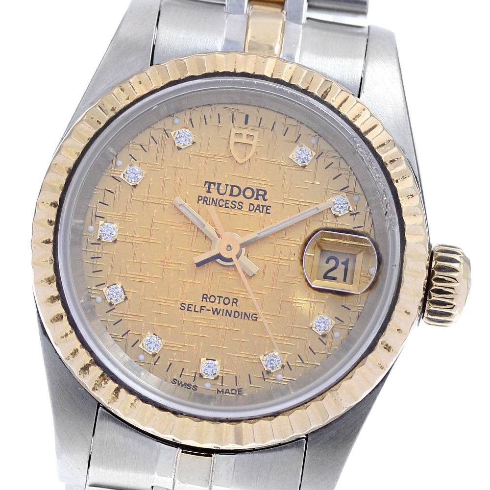 チュードル TUDOR 92413 プリンセス デイト YGコンビ 10Pダイヤ cal.2671 自動巻き レディース _836161【中古】