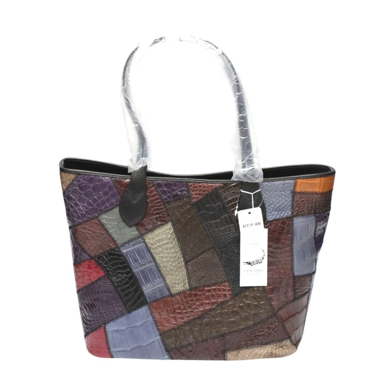 クロコダイルLB-7001 パッチワーク 天ファスナー トートバッグ マルチカラー