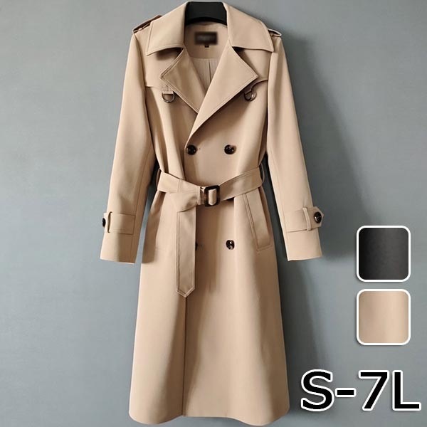 トレンチコート メンズ アウター コート ロング丈 ロングコート カジュアル シンプル 無地 春 秋 軽量 フリーサイズ オーバーサイズ ビックシルエット スプリングコート ゆったり 秋コート 通勤