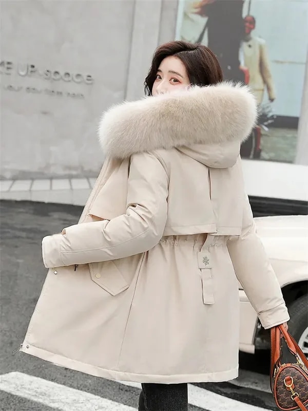 男性と女性のためのベルト付きパーカーコート薄い綿のコート厚くて暖かい短いルーズ韓国のファッションベルベットを追加2023