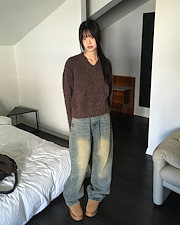 ていちょう｜パンツ｜フルレングス ボタン ファスナー ワイド/ルーズ デニム・ジーンズ [3カラー]