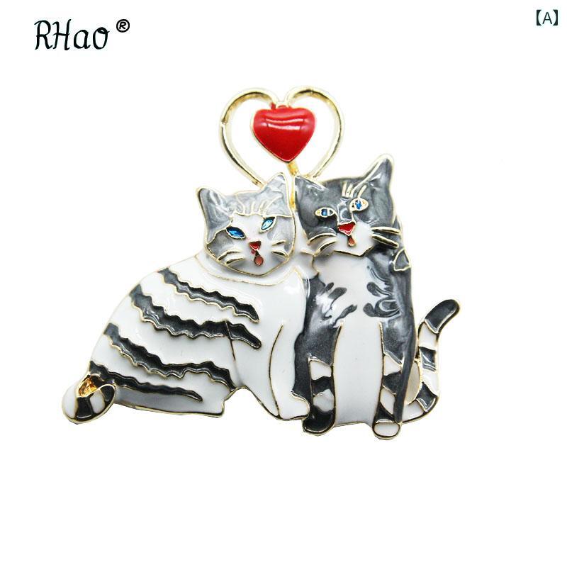 ブローチ レディース 大人 かわいい 襟ピン 胸飾り 子猫 カップル ラブ ダブル 猫 ハイエンド ギフト ジュエリー カーディガン スーツ コサージュ 4,726円