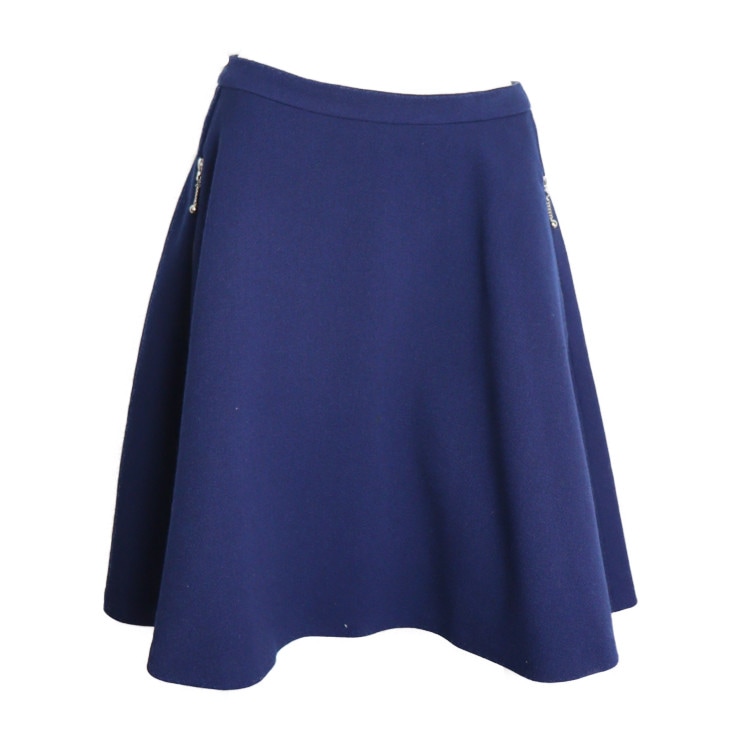 フレアスカート RW132A F4SK17WVA ＃36 ウール99% ポリウレタン1％ ブルー系【本物保証】
