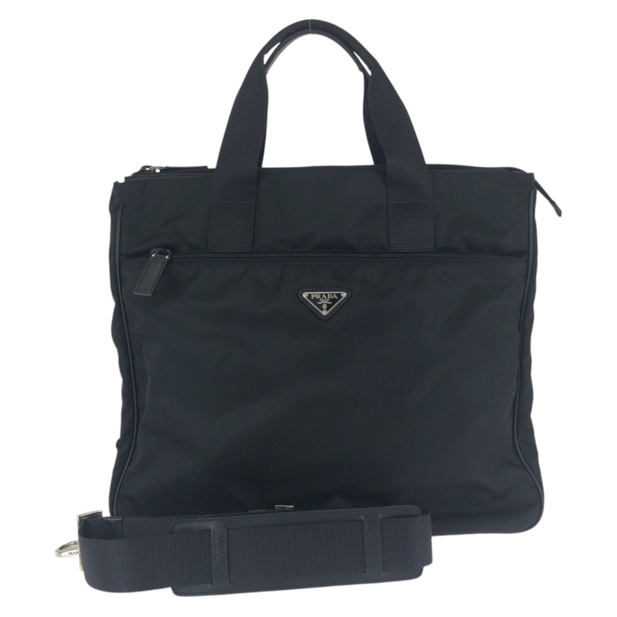 美品 テスート サフィアーノ ブラック 黒 シルバー金具 ナイロン/レザー ビジネスバッグ ブリーフケース 2way メンズ 603173