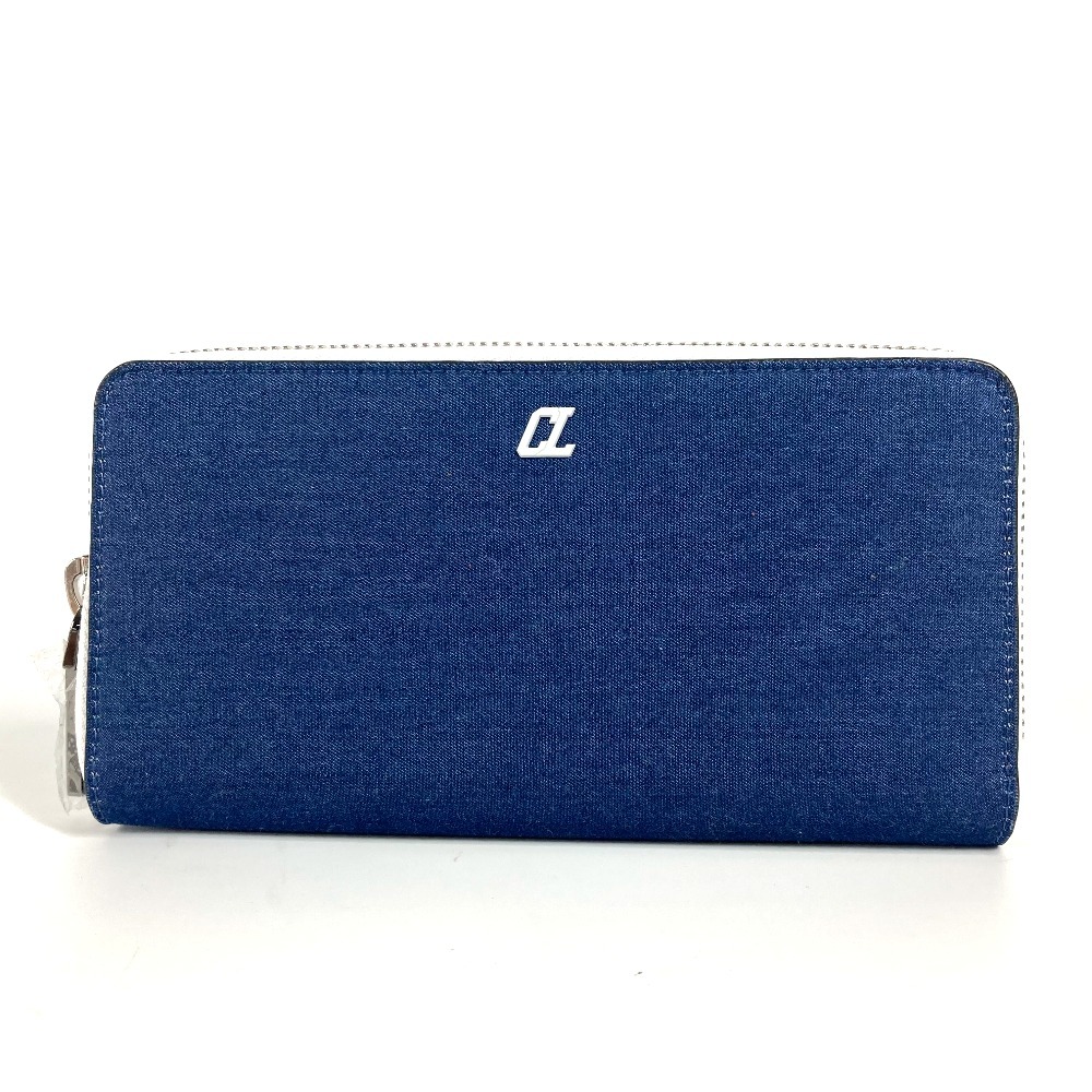 長財布 1235496 CL ロゴ ロングウォレット ラウンドファスナー デニム ブルー