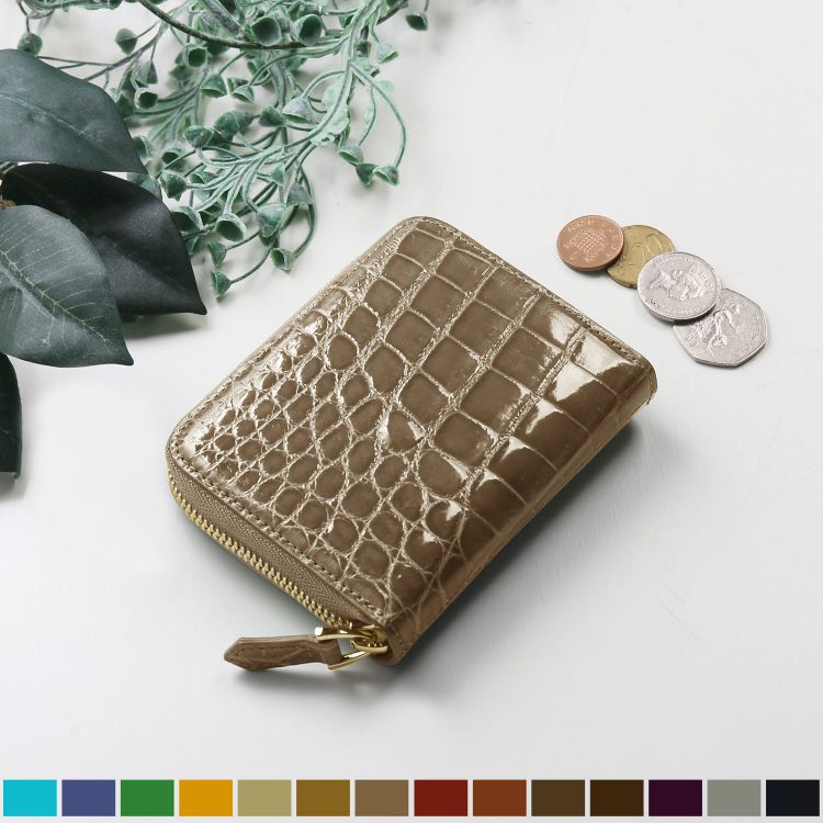 ミニ財布 レディース ラウンドファスナー クロコダイル 小さい 本革 革 シャイニング コンパクト 財布 ウォレット おしゃれ 小銭入れ きれいめ 軽い 小さめ ミニマル キャッシュレス ミニマリスト 16,940円