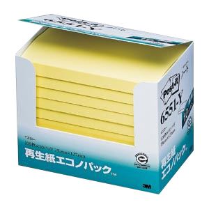 （まとめ） 住友スリーエム ポストイット(R) エコノパック(TM)製品シリーズ 10個入り 横127×縦75mm 6551-Y イエロー 10個入 (×2セット)