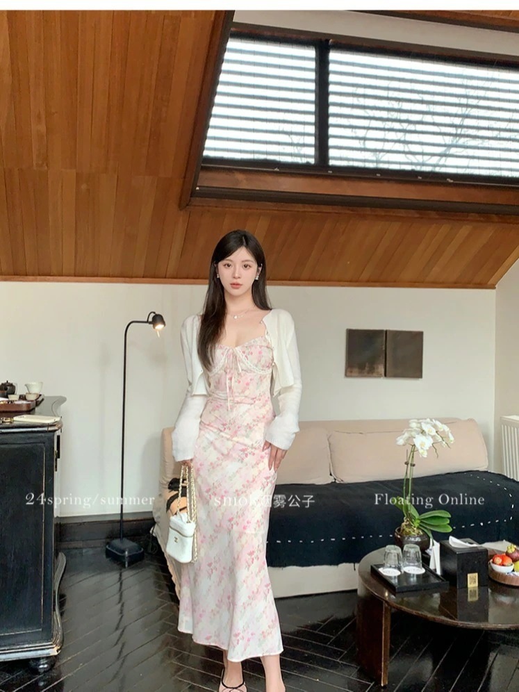 ロングワンピース 花柄 ワンピース シフォン キャミワンピース タイトワンピース レディース 袖なし 着痩せ ロング丈 マキシ丈 かわいい ガーリー カジュアル ナチュラル セクシー 薄手 涼しい サ