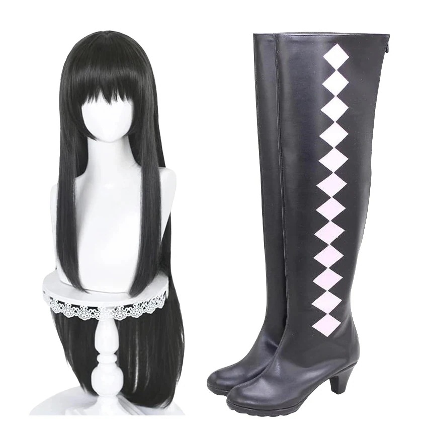 コスプレ靴暁ほむら魔法少女まどかマギカ暁ほむらウィッグ付き　ブーツ下駄シューズ長靴コスプレクリスマスハロウィン30%までに制限