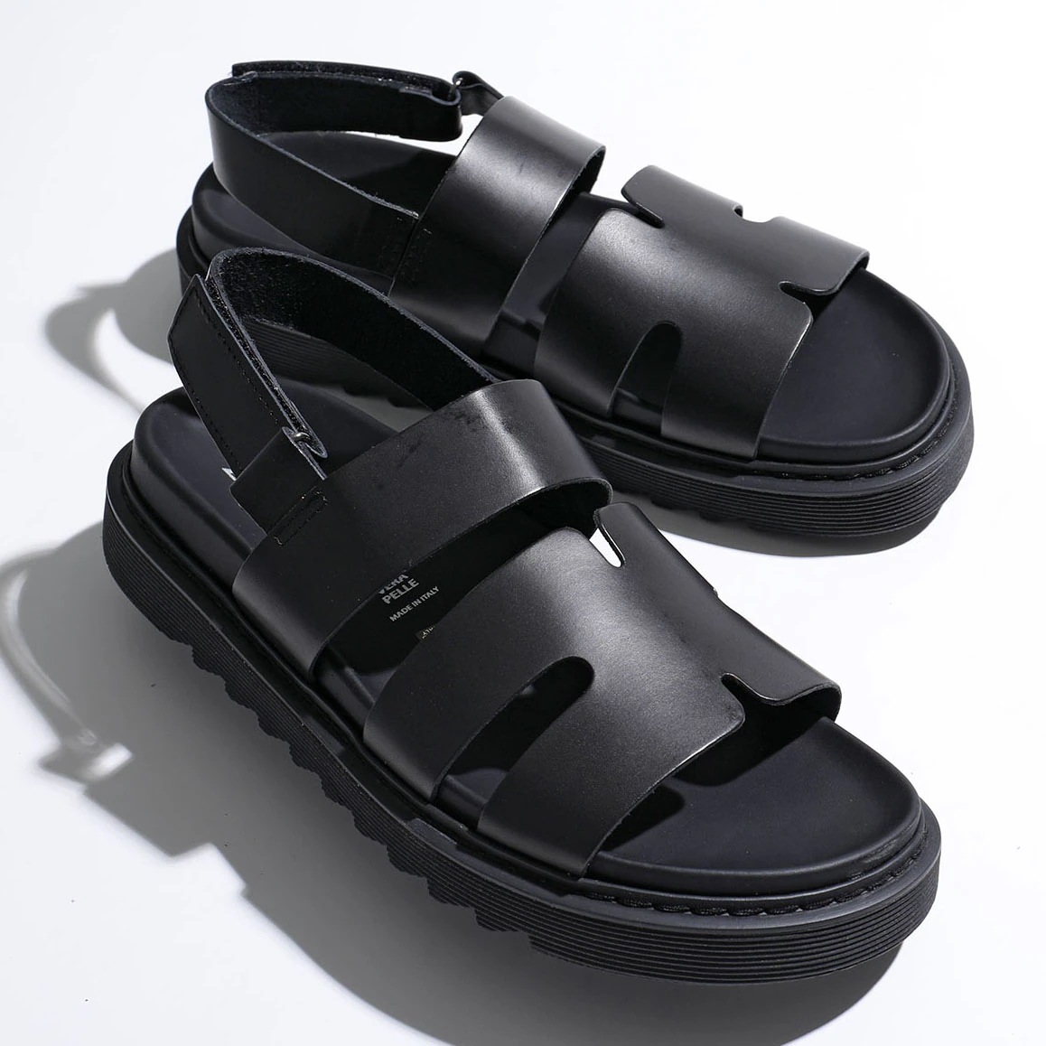 ZEUS ゼウス サンダル 5009 メンズ レザー バックストラップ コンフォート ボリュームソール シューズ 靴 VACCHETTA-NERA