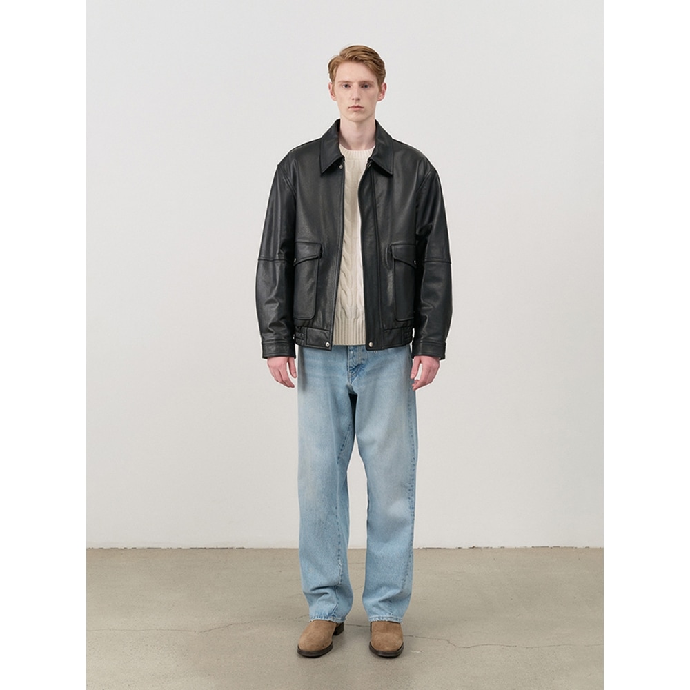 Dunst メンズユニセックスヴィンテージ A2 レザーブルゾンブラック M UDJU4C105BK
