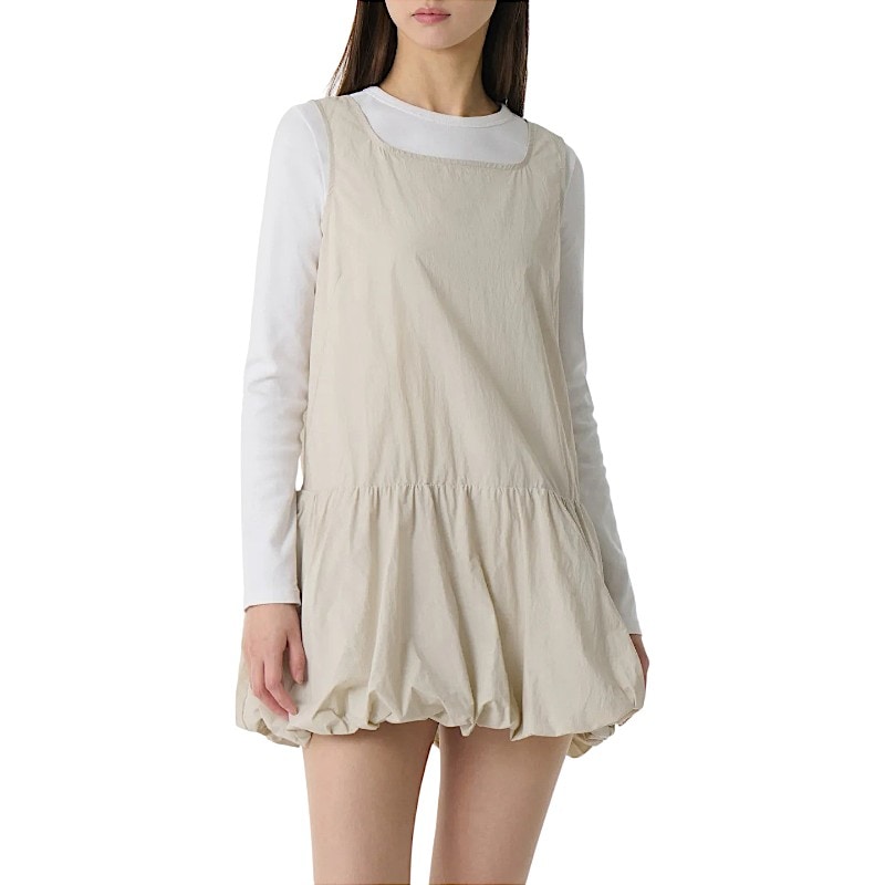 ウィメンズ バルーンミニドレス [LIGHT BEIGE] MWERW304-LB 可愛い おしゃれ ディリーファッション ガーリールック 韓国ファッション 韓国ブランド