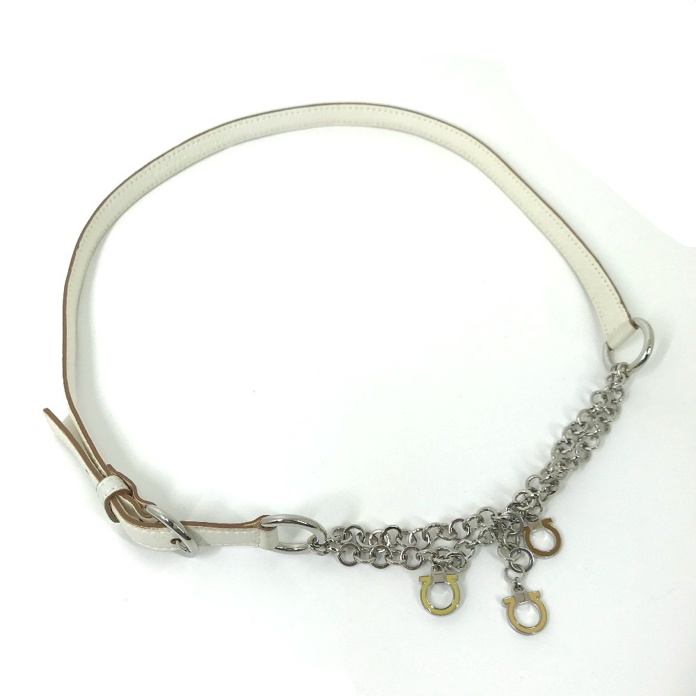 ベルト チェーンベルト アクセサリー ガンチーニ レザー ホワイト