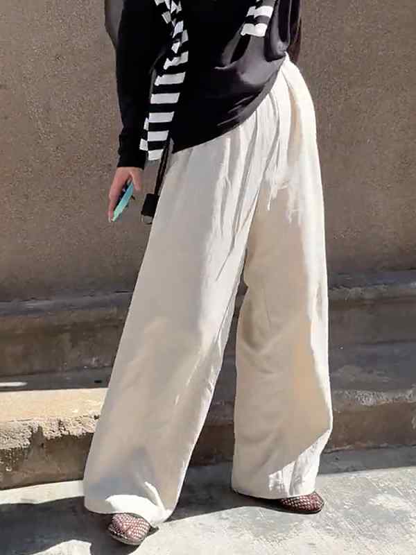 【送料無料】レディース ファッション オシャレ カワイイ シンプル 人カワイイ きいサイズ ハイウエスト レースアップ ストレート ワイド レッグ パンツ スリム カジュアル フロア レングス