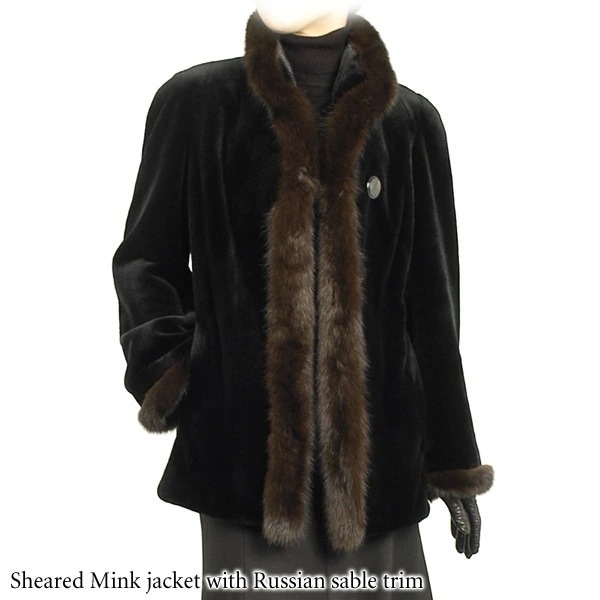 シェアードミンクジャケットロシアンセーブルトリミング