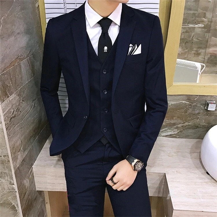 [3日出荷 新作]ビジネススーツ メンズ スリーピーススーツ セットアップ スーツ 1ボタン 結婚式 カジュアルスー