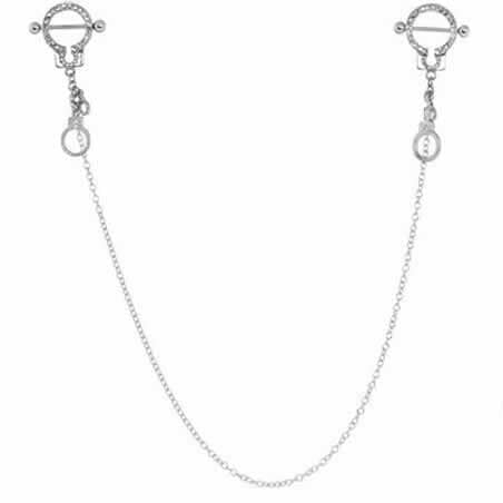 ボディピアス 14G 手錠ニップルチェーン ストレートバーベル 繋ぐ 乳首 シールド 14ゲージ