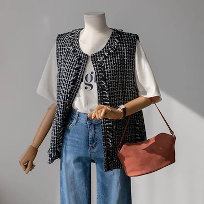 チェック柄 ツイード ベスト 前開き かわいい 大人可愛い きれいめ 大人 上品 おしゃれ お洒落 かっこいい 大人女子 こなれ感 ラブリー キュート 個性的 チェック柄 ツイード ベスト 前開き かわいい 大人可愛い きれい