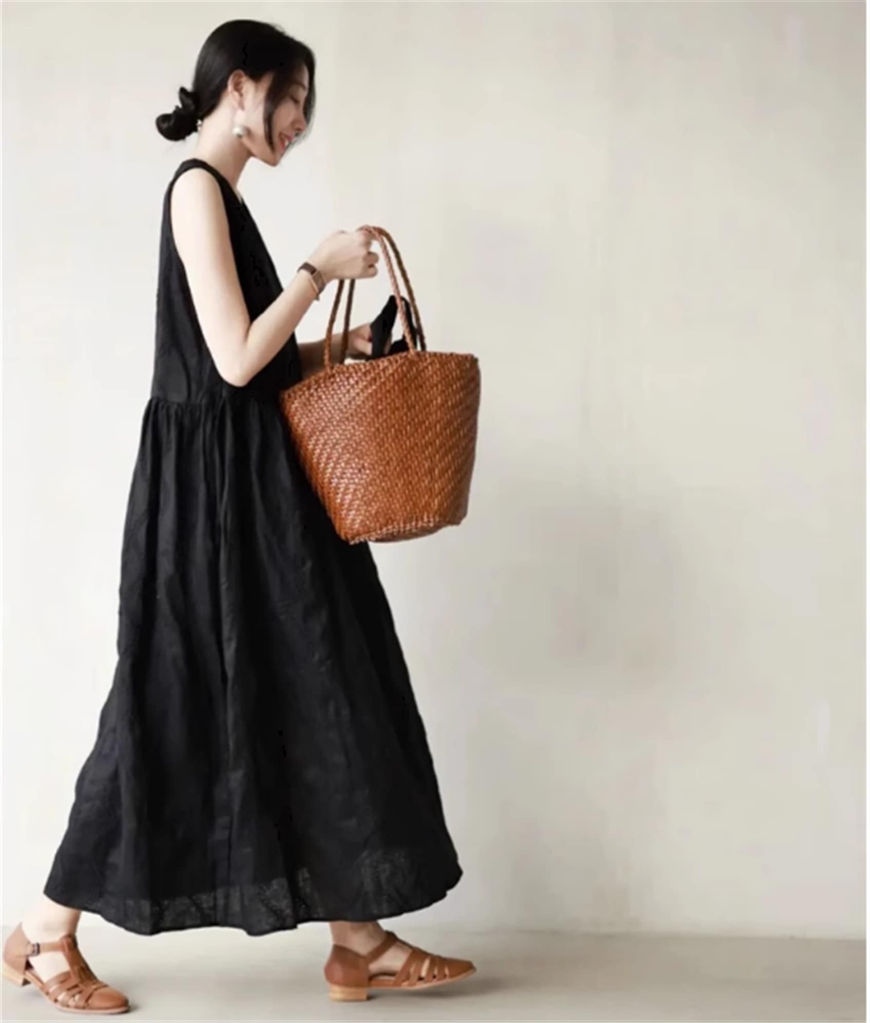 ワンピース Aラインワンピース フレア ロング丈 ノースリーブ ラウンドネック 刺繍 ラフ ガーリー 大人可愛い きれいめ カジュアル 大人女子 夏 10代 20代 30代 40代 レディース ママ