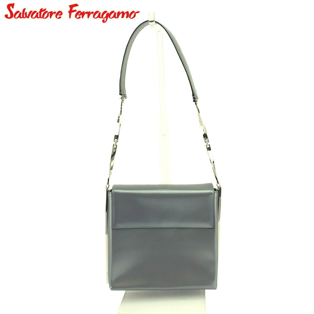 ショルダーバッグ ワンショルダー バッグ スクエア レディース シルバー グレー 灰色 中古