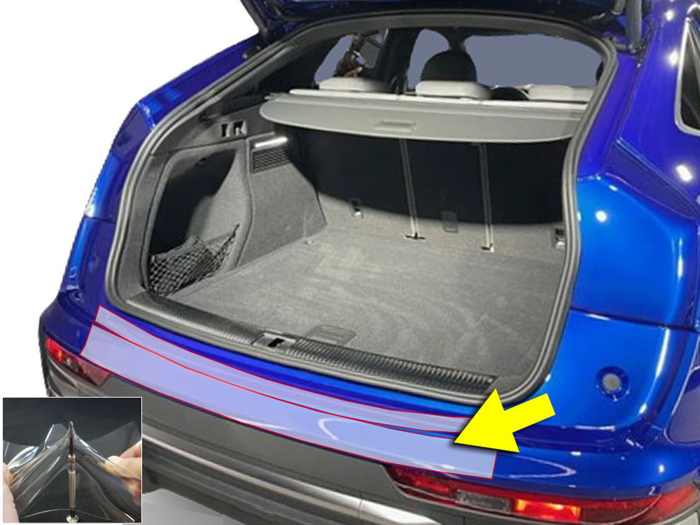 リアステップガード (アウディ Q5 スポーツバック) 車種専用 カット済み 傷防止フィルム プロテクションフィルム 車種専用カット済み リアステップ 保護フィルム キズ防止 保護 クリア 透明 ア