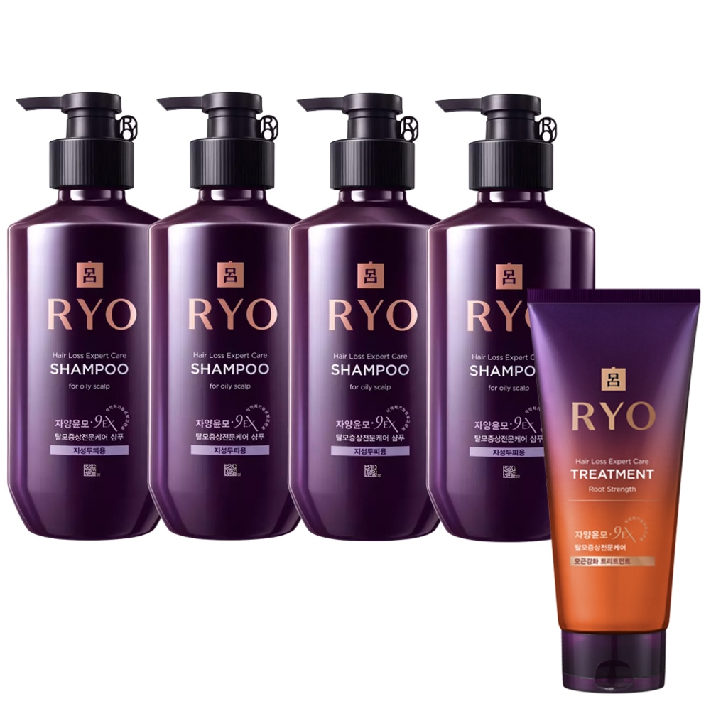 NEW呂リョジャヤンユンモ(滋養潤毛)シャンプー400mL x 4個(脂性頭皮用)+トリートメント 300mL 1本